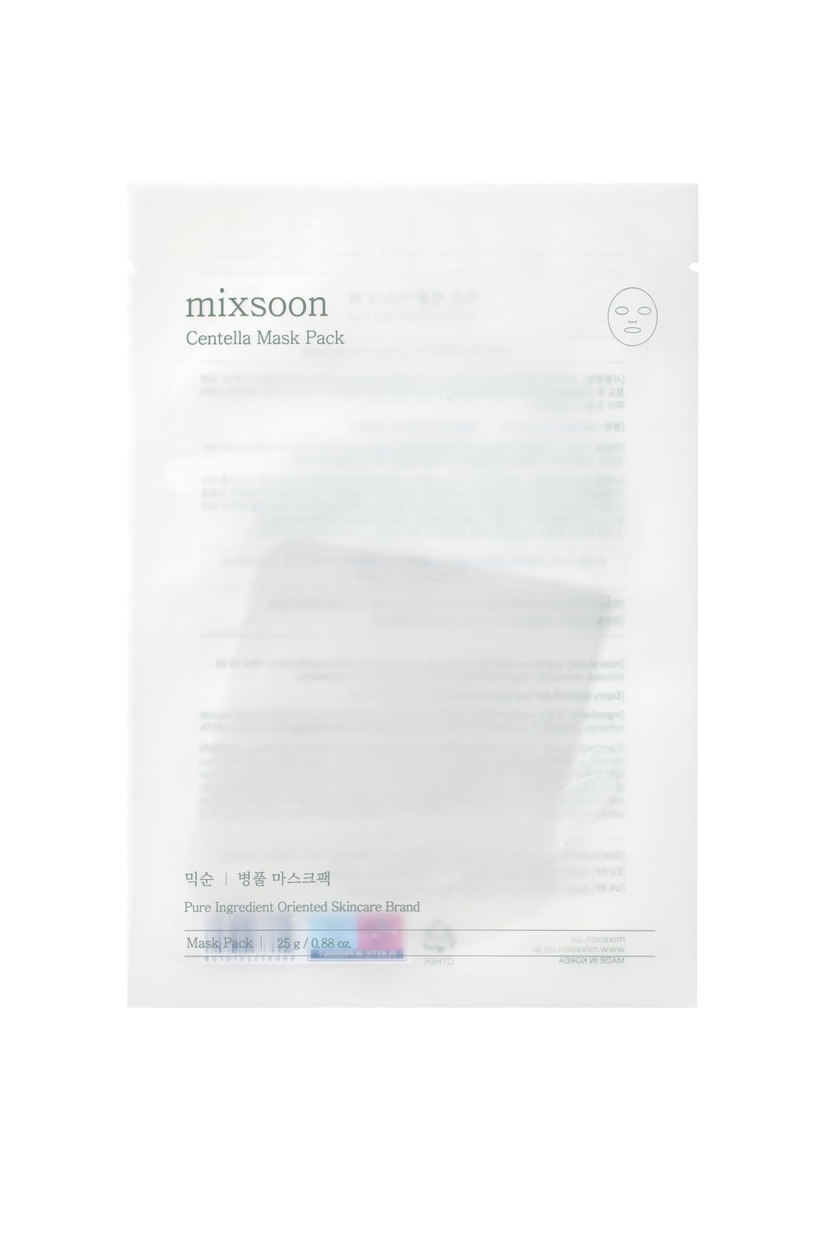 mixsoon Centella Mask Pack Face Moisturizer Soothing Calming Sheets Korean Glass Skin Care 1Pack (5ea)