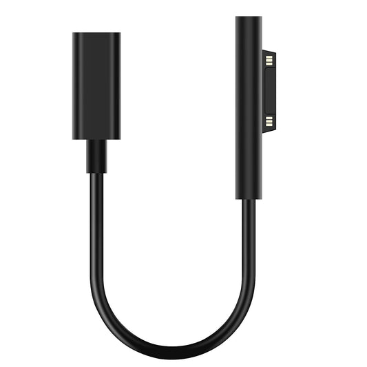 Adaptador de Carga Tipo C Hembra a Microsoft Surface en Negro Carga Rápida 65W para Surface Pro 3/4/5/6 GO Book 1/2 Laptop 1/2