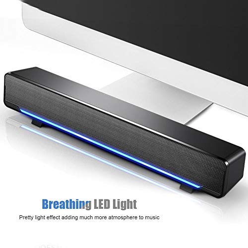 Altavoces para Computadora, Barra de Sonido para Computadora con Cable USB, Reproductor de Música Caja de Sonido Envolvente para Graves Entrada de 3.5 mm para Computadora de Escritorio(Negro)