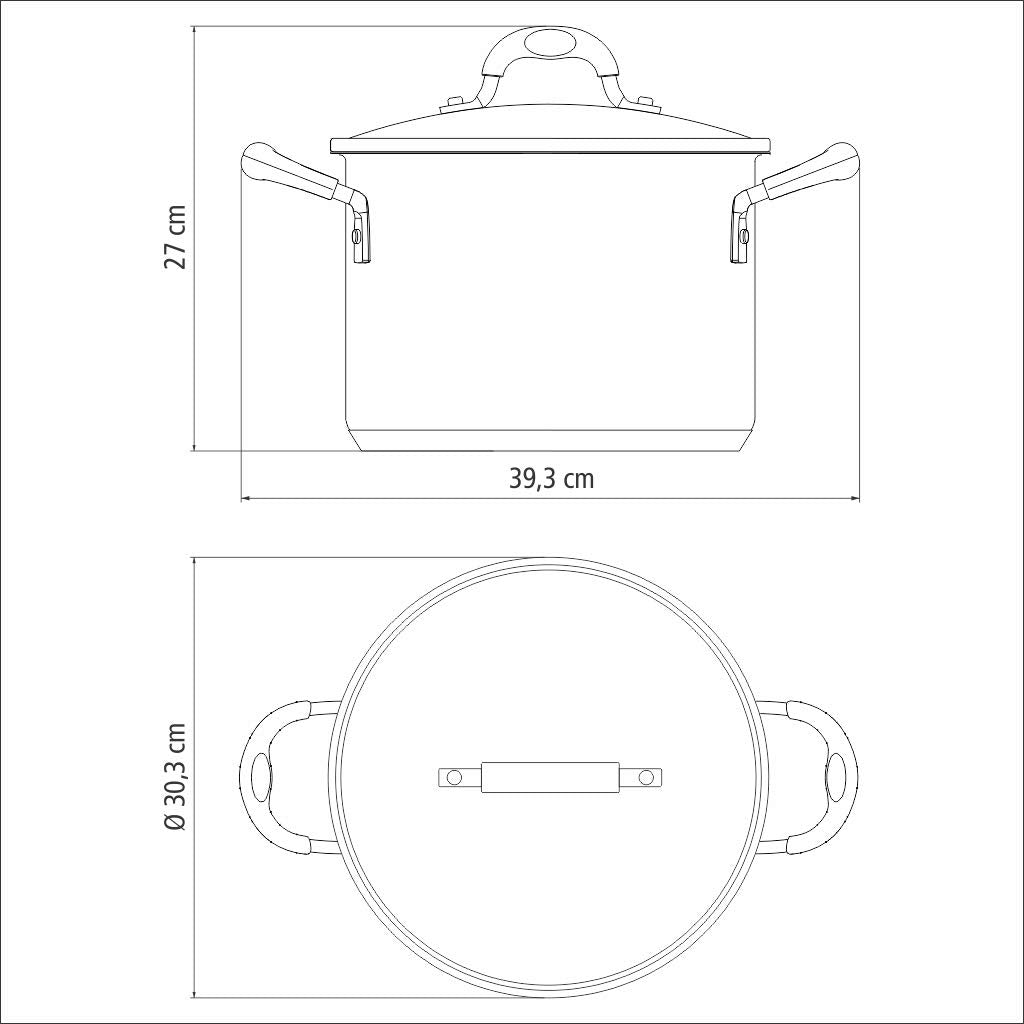 TRAMONTINA - Olla Alta Astro Silicone, de Acero Inoxidable, con Fondo Triple, con Tapa de Vidrio y Pomo, con Asas Antitérmicas, Para Uso Diario, Alta Durabilidad, Tamaño de 28 cm y 11,4 L