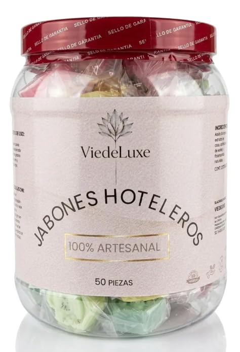 Jabones Hoteleros Artesanales Viedeluxe 50 Piezas 11 g | Mini Jabón Individual para Hotel, Airbnb, Spa y Amenidades de Higiene Personal