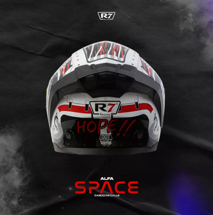 Casco Moto Abatible R7 Space Luz Led Certificado Dot (XX-Large)