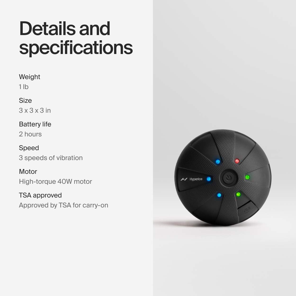 Hyperice Hypersphere Mini bola de masaje vibradora para recuperación muscular, liberación miofascial y alivio del dolor, masajeador portátil perfecto
