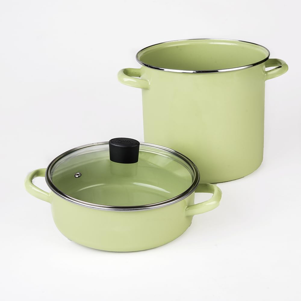 Cinsa Bateria de Cocina Pontevedra 11 piezas de Peltre Pesado (Verde Manzana)