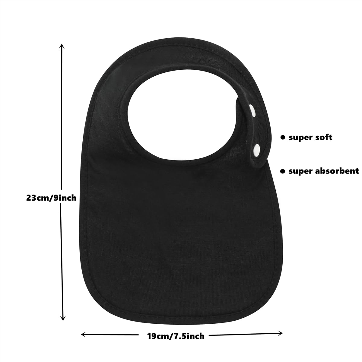 lazyrhino - Paquete de 8 baberos unisex ajustables con broches de presión ultra suaves y absorbentes para la dentición para niños y niñas (negro)