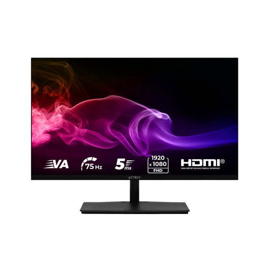 Acteck Monitor Plano 23.8" VA/Captive Brite CB240 / FHD / 75Hz / 5ms / 1xVGA / 1xHDMI / Vesa 100x100mm / Base Cuadrada Negro