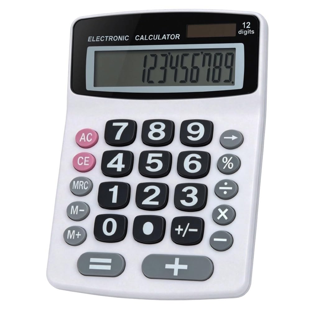 Calculadora de Computadora Lily' Home Jumbo Negro con Visor LCD Grande y Doble Potencia Solar