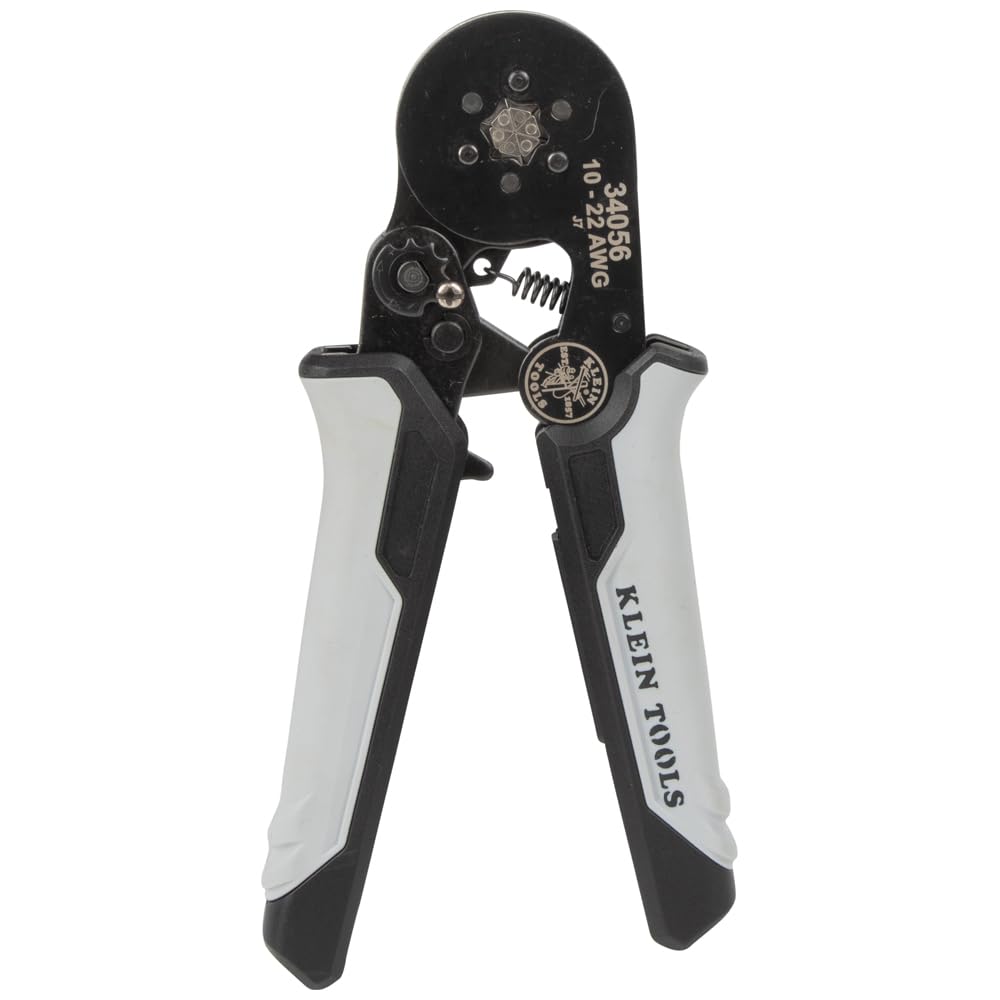 Klein Tools 34056 Pinza ponchadora hexagonal de férulas para cable de 10-22 AWG