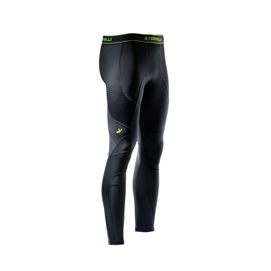 Storelli Mallas de compresión BodyShield NoBurn para hombre, ideales para protegerse de quemaduras por fricción en césped artificial, con bolsillos para espinilleras, color negro, talla juvenil grande