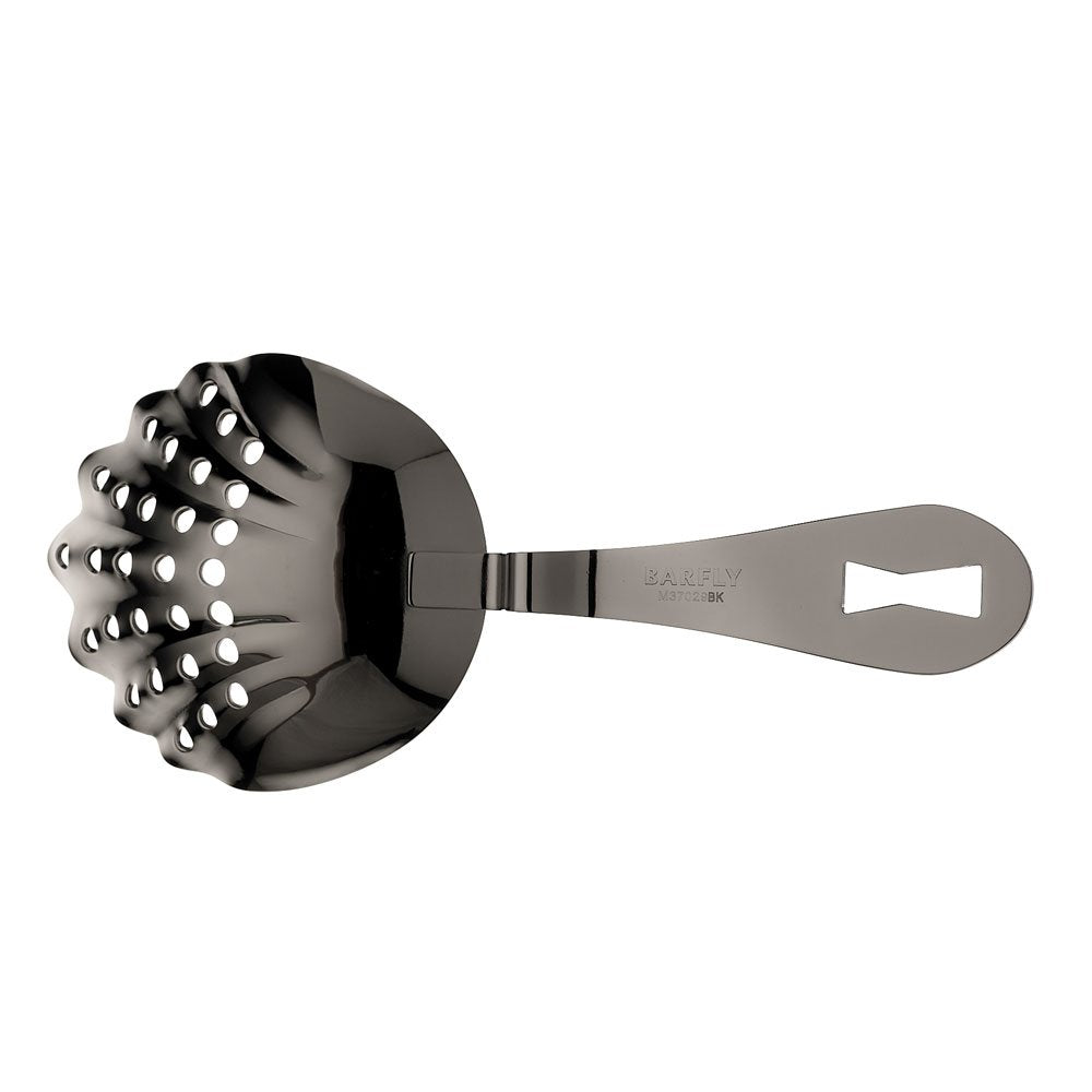 Barfly M37026, colador de espino de alta resistencia, acero inoxidable, Colador ondulado, Negro metálico, O/S, 1