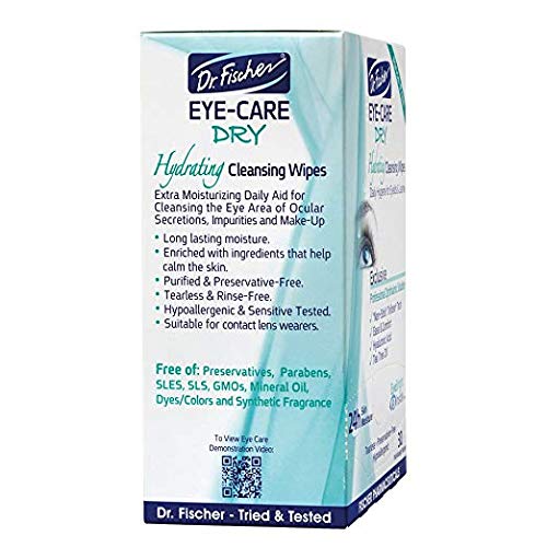 Dr. Fischer Daily hygienic & hydrating eyelid wipes- Complementary aid for dry eye syndrome & cleanse the eye area of ocular secretions. Moisture enriched to effectively clean & moisturize (30 Wipes)