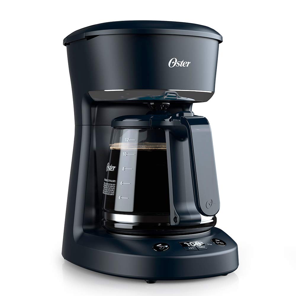 Cafetera Oster Negra Sistema Programable con Reloj Digital de 12 Tazas