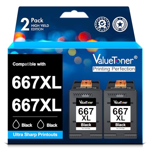 Cartucho de Tinta Valuetoner Negro Mayor Capacidad Compatible con HP 667XL para DeskJet Ink Advantage y DeskJet Plus