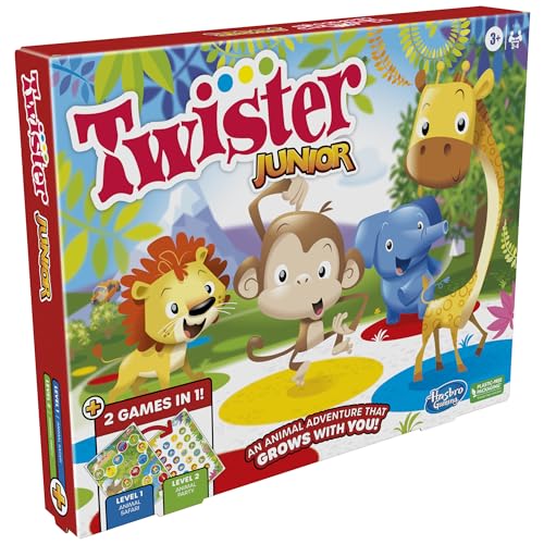 Hasbro Gaming Twister Junior Game, Animal Adventure - Tapete de 2 Caras, 2 Juegos en 1, Juego de Fiesta para niños de 3 años en adelante y 2 a 4 Jugadores (Exclusivo de Amazon)