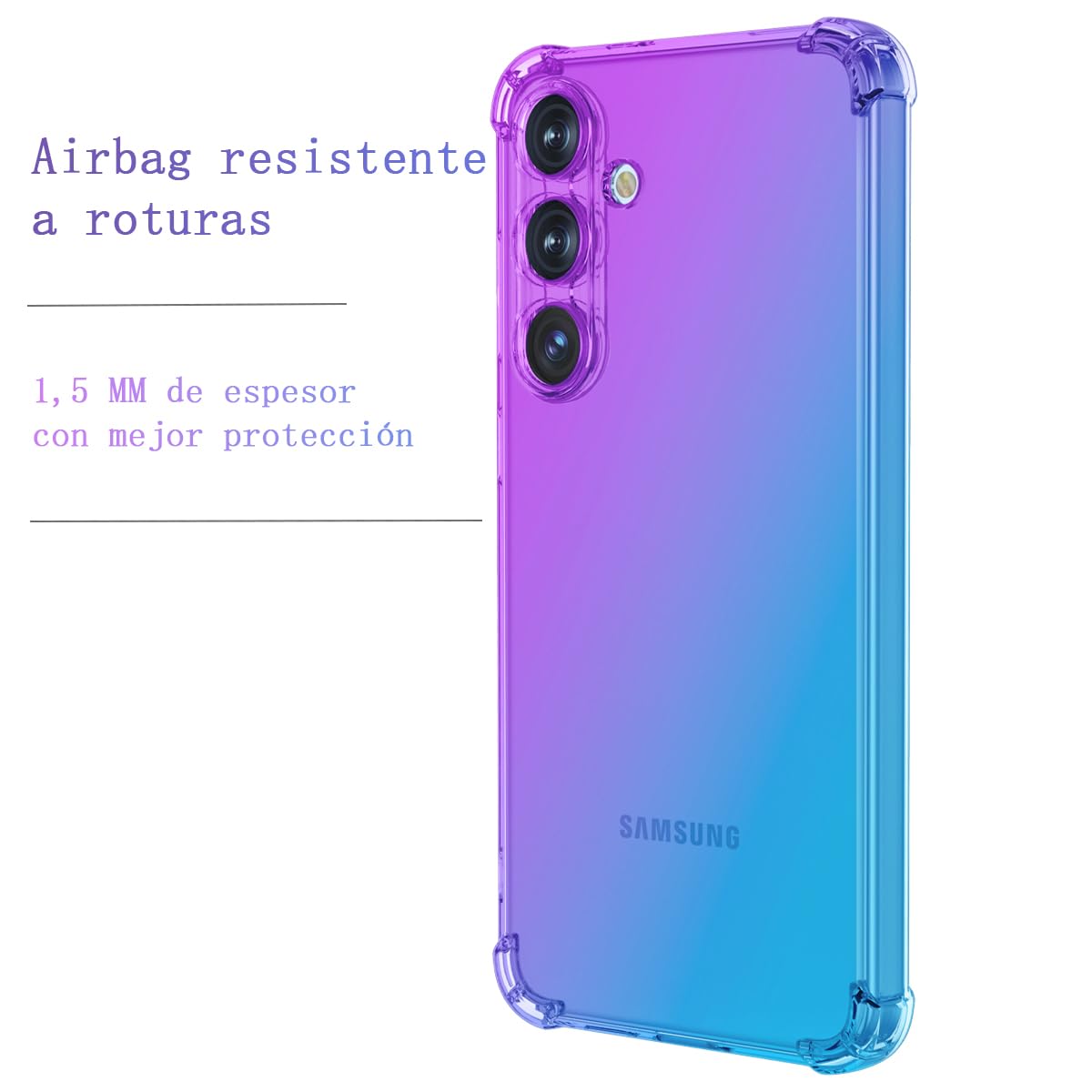 DABUNA Funda para Samsung Galaxy A56 5G Case,Transparente Colores Degradados Protectora de Cámara Anticaída Carcasa Bumper(Púrpura Azul)