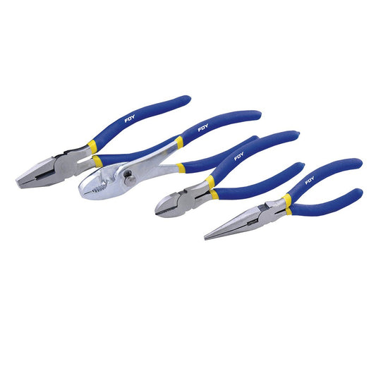 Foy 142039 Juego pinzas para electricista con mango con doble plastisol, 4 piezas