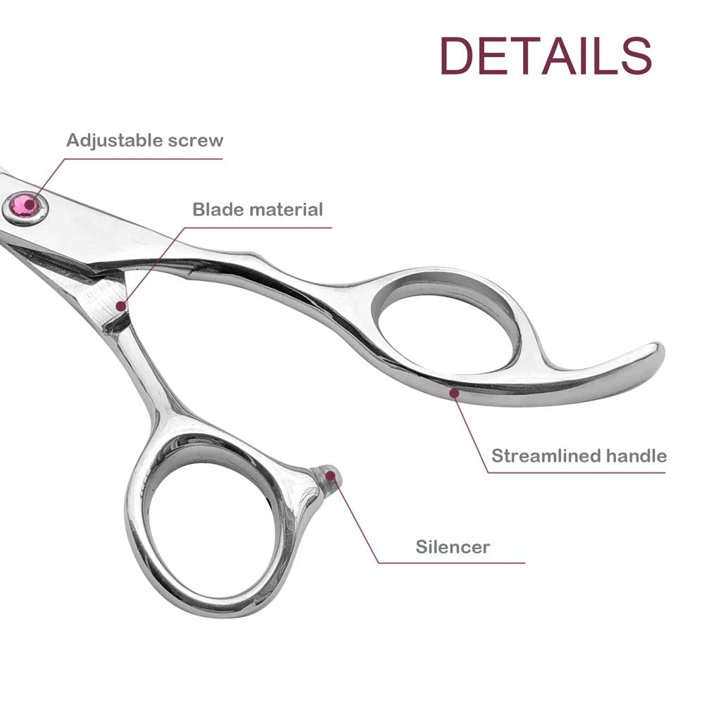 Juego de tijeras de corte de pelo para niños, profesional, 6.5 pulgadas, con cabeza redonda, kit de tijeras de corte de pelo con tijeras de corte, tijeras de adelgazamiento, juego de tijeras de