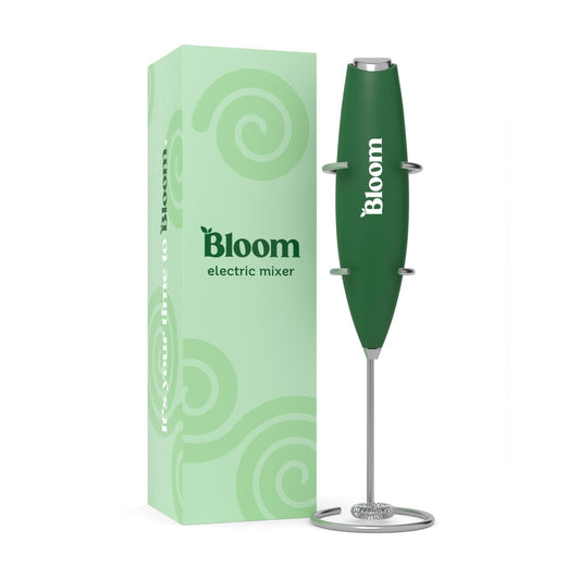 Bloom Nutrition - Espumador de leche, mezclador de mano, eléctrico, agitador de bebidas de mano, varita espumadora, máquina de espuma para café, Matcha, proteínas, verdes, acero inoxidable, funciona