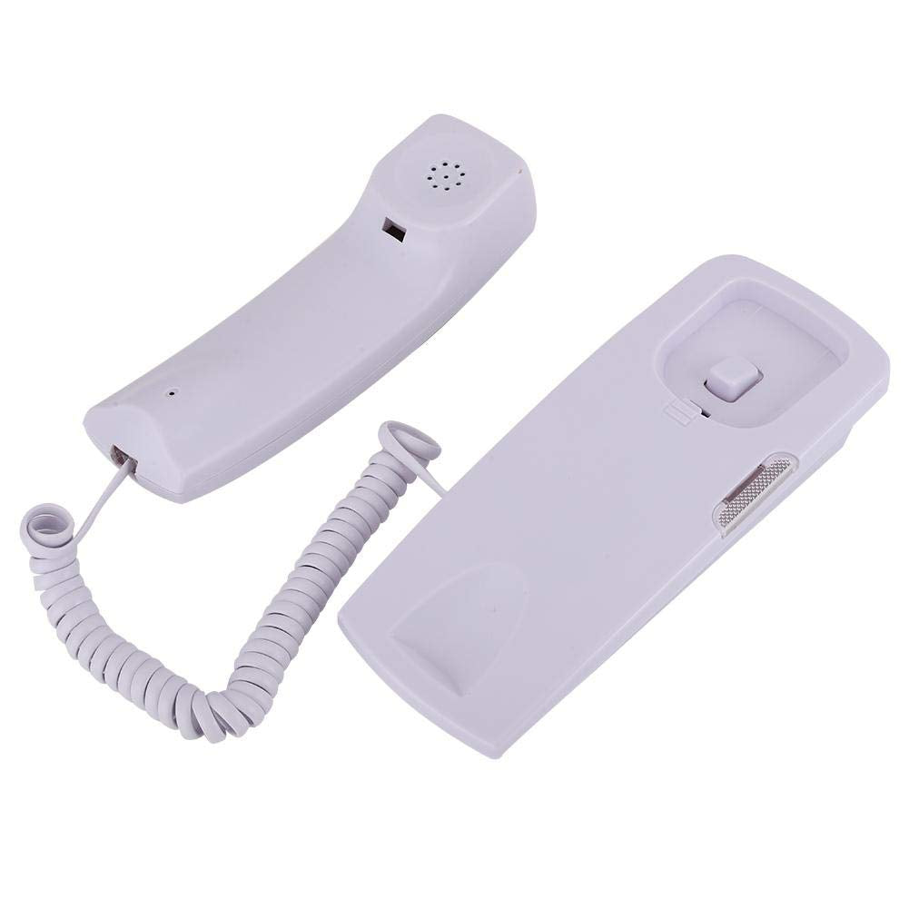 Ymiko T555 Mini teléfono montado en la Pared Identificador de Llamadas Teléfono con Pantalla LCD Luz de Fondo para la Oficina del Hotel(Blanco)