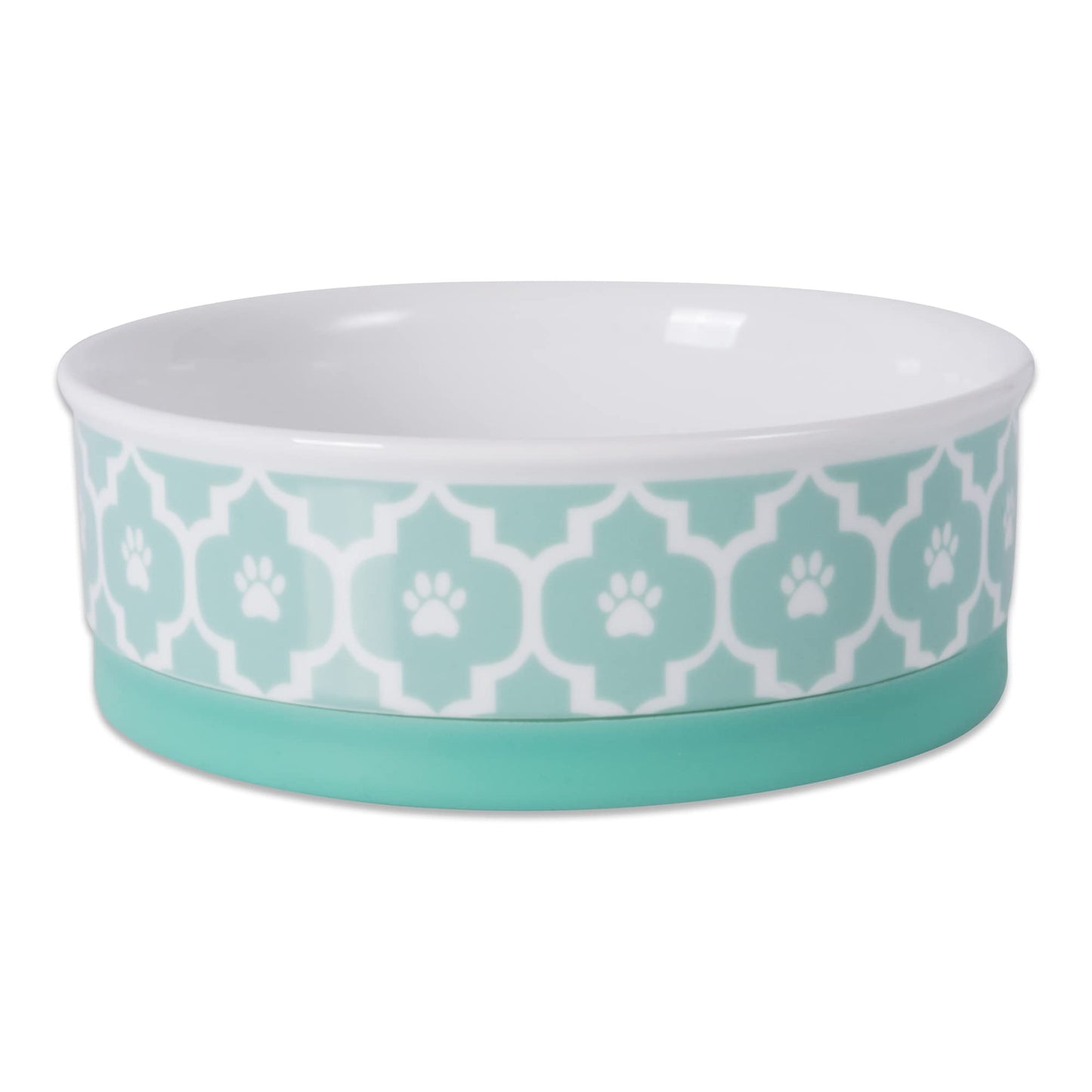 Bone Dry Lattice Collection - Cuenco y Recipiente para Mascotas, Juego Mediano, 6 x 2 Pulgadas, Aguamarina, 2 Piezas