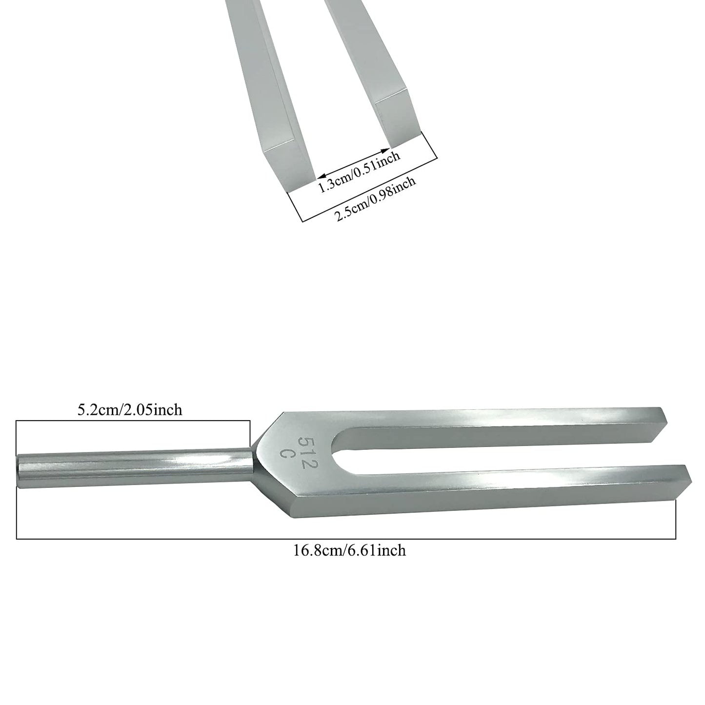 Horquilla de afinación de grado médico 512C Hz con martillo de silicona y bolsa de almacenamiento, instrumento profesional de aleación de aluminio para reparación de ADN, horquillas de afinación curativa de sonido (512C Hz, plata)