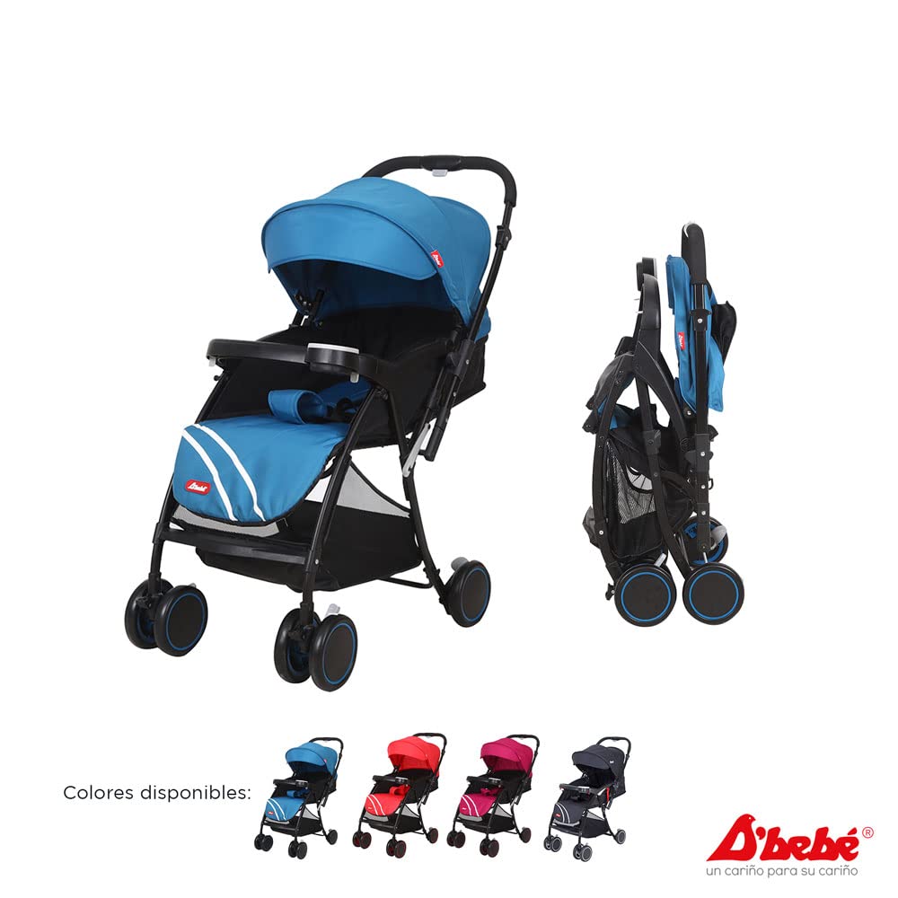 D´BEBÉ - Carriola Lu Baby - Carriola con Manubrio Reversible - Permite tener al Bebé siempre a la vista - Incluye Charola Porta Biberones - Color Azul