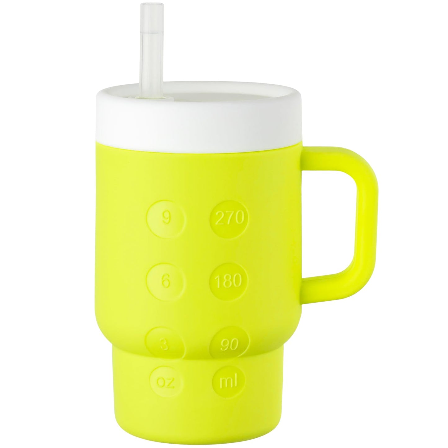 TAKYIT - Mini vaso de silicona para niños de 14 onzas con mango y pajita, fácil de limpiar, fomenta la hidratación