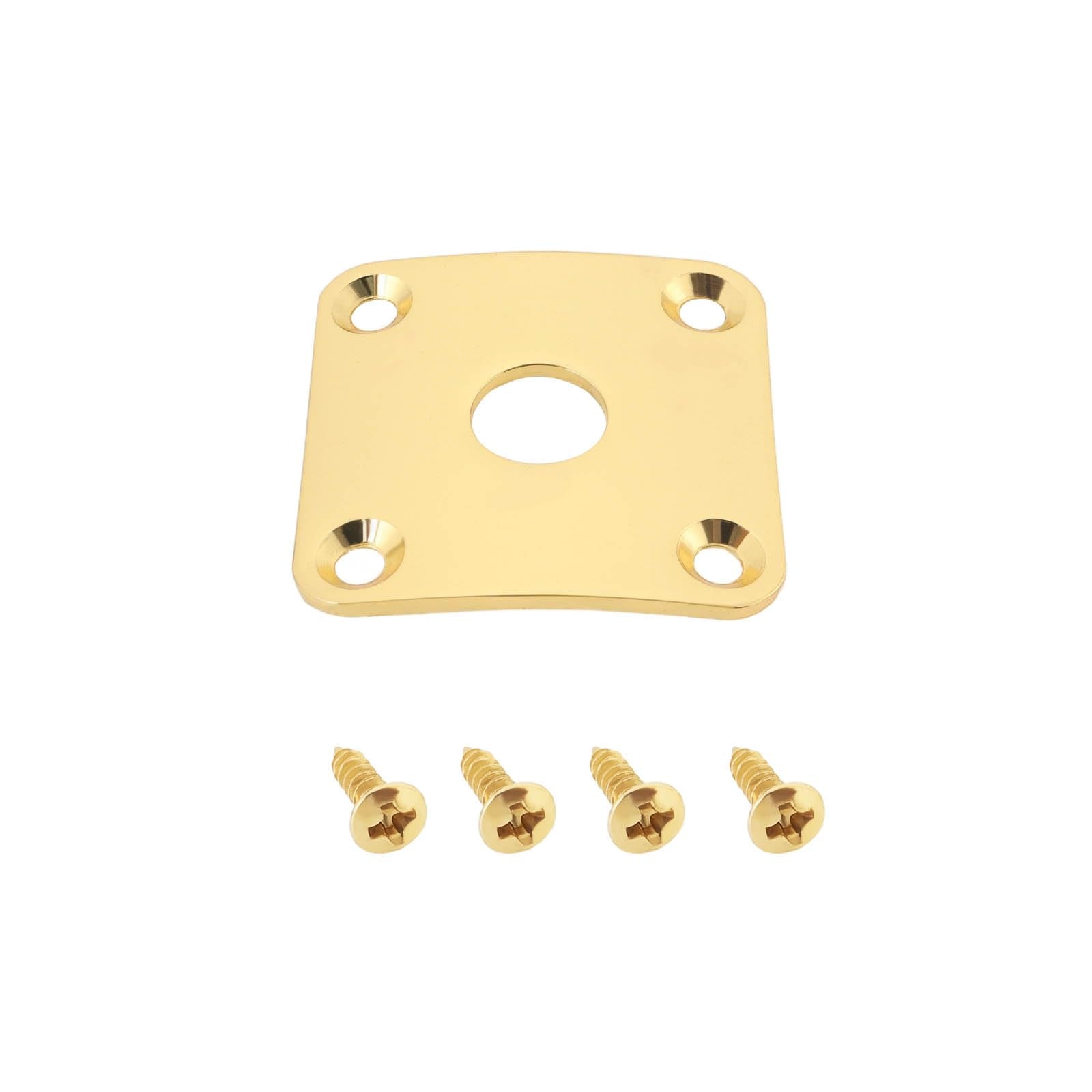 YINETTECH - Cubierta de enchufe de guitarra eléctrica cuadrada de chapa de metal de 35 x 35 mm, apertura de 10 mm, con tornillos compatibles con Gibson Les Paul se adapta a Jack Gold de 1/4 pulgadas