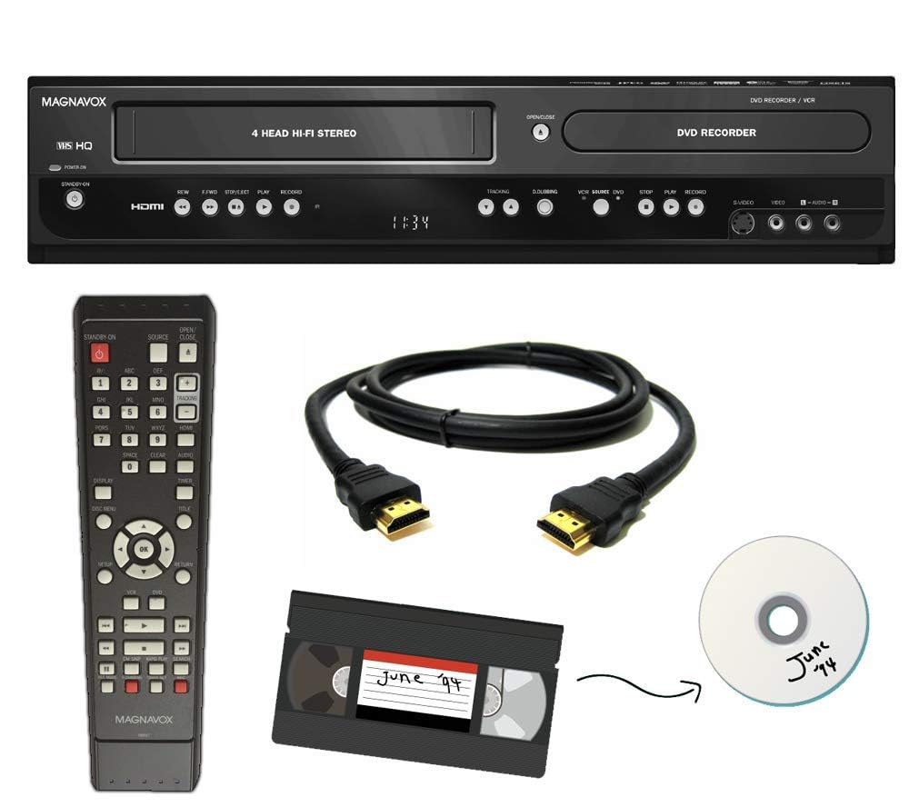Grabadora VHS a DVD Magnavox HDMI con Mando a Distancia Reacondicionada