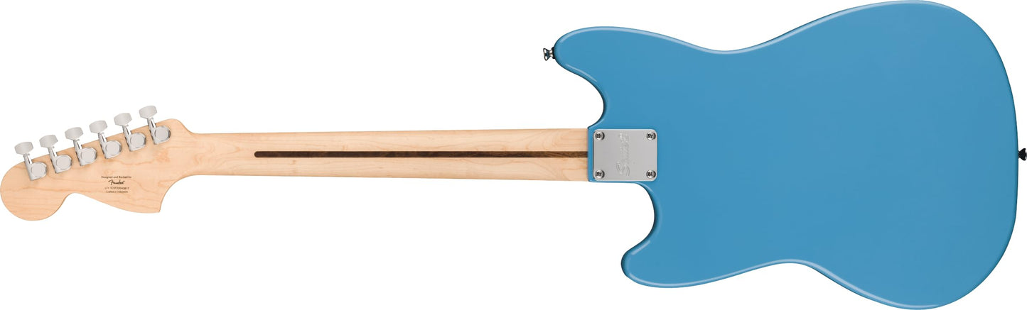 Fender Squier Sonic Mustang Electric Guitar, Beginner Guitar, Includes 30 Days of Free Lessons, Laurel Fingerboard and Step Up Pickups, Chrome Hardware, and Polyurethane Finish, California Blue