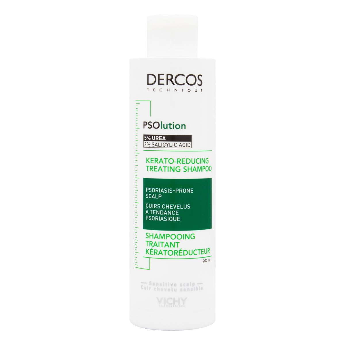 Dercos Psolution Shampoo de Tratamiento Kera Reconstructor para Piel Cabelluda Sensible, 200ml
