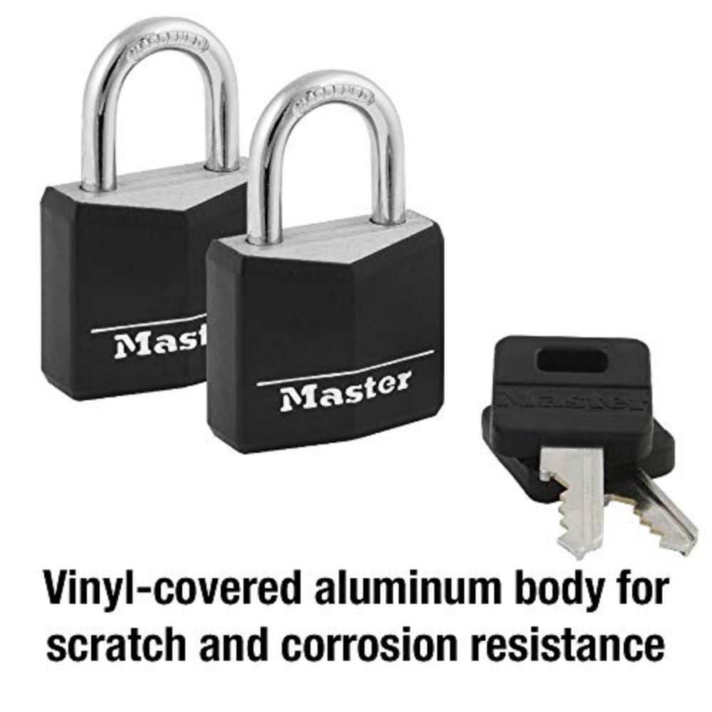 Candado recubierto de aluminio Master Lock Negro Paquete de 2