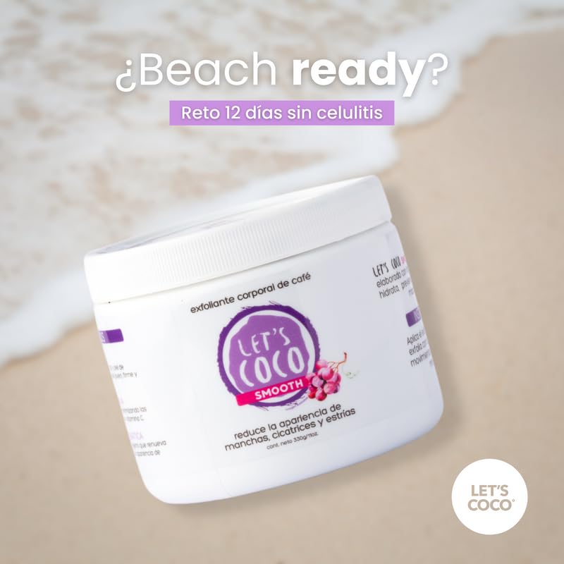 LET'S COCO | Exfoliante Corporal Anti estrías y cicatrices, Let’s Coco Smooth - Exfoliante de Café, Para Uso en Todo el Cuerpo - Contenido Neto 330 Gr – 11 Oz