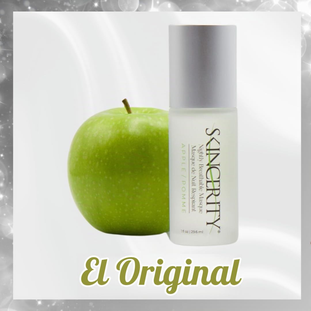 Skincerity Mascarilla respirable nocturna de manzana | La mascarilla transpirable original durante la noche | Notas melancólicas y afrutadas de manzana verde | Aceite de semilla de uva y antioxidantes de vitamina E | Antienvejecimiento, reduce las arrugas