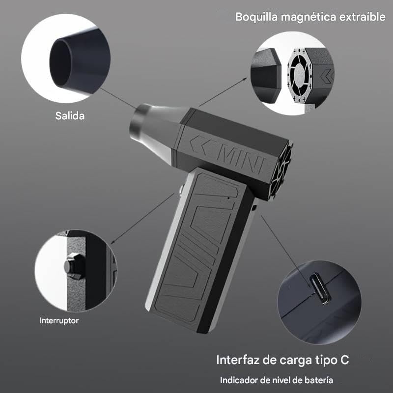 Plumero de aire comprimido,que cuenta con un ventilador turbo de 105.000 RPM y 3 velocidades ajustables,kit de limpieza de para computadora principal, teclado,sofá,ventana,automóvil,opción de regalo