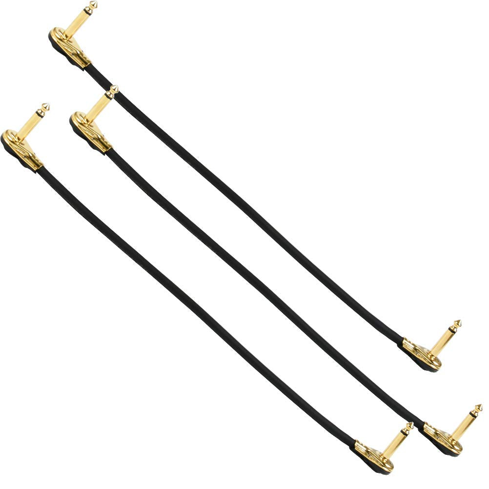 TIMESETL - Paquete de 3 cables de conexión para guitarra de 12 pulgadas, ultra silenciosos, con efecto de instrumento, 1/4 pulgadas, diseño de panqueques de perfil bajo