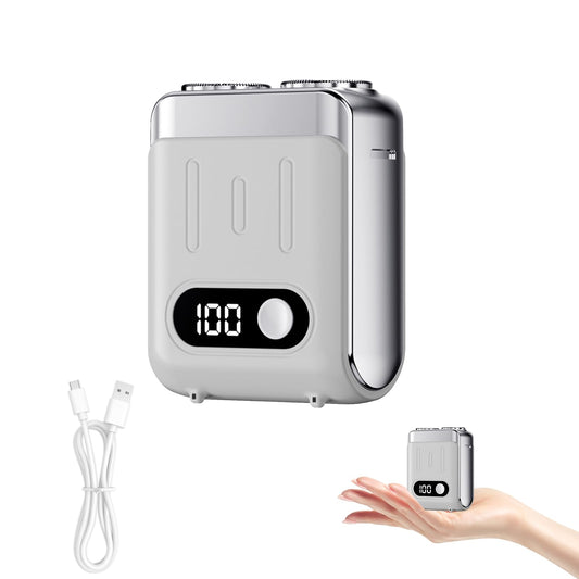 Afeitadora Eléctrica Luggage Blanca Doble Cabezal de Precisión para Viajes, Hogar y Oficina