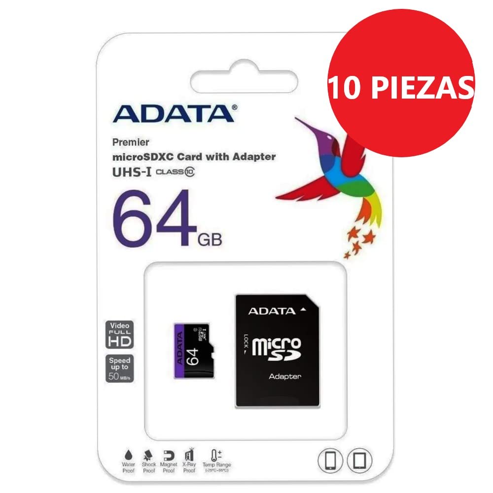 Kit Tarjetas de Memoria PSA 64 GB con Adaptador Resistentes al Frío y al Calor