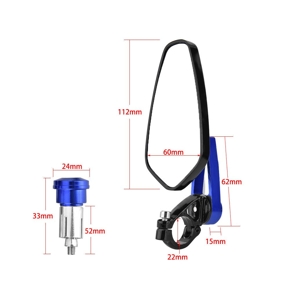 Espejos Retrovisores para Motocicleta Moto Aleación de Aluminio Azul Universales