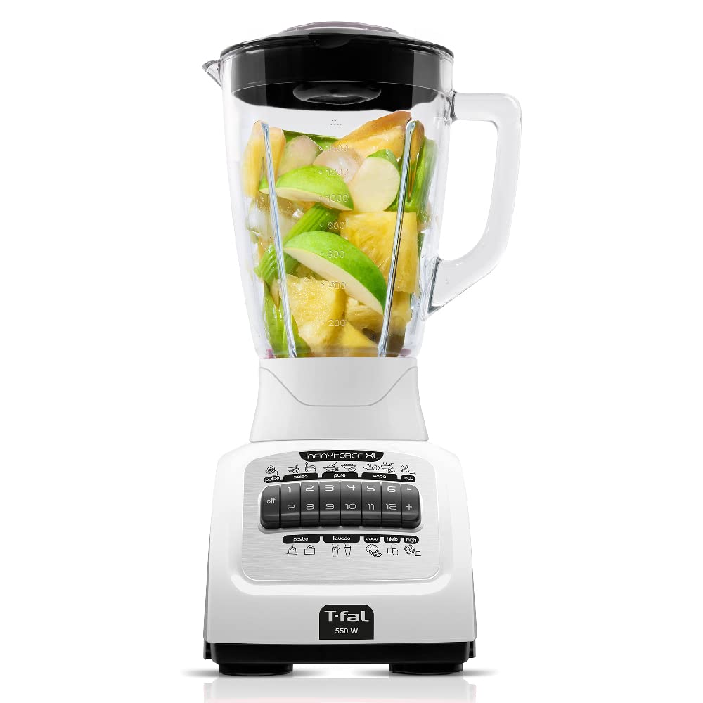 Licuadora T-fal Blanca Infiny Force XL 12 Velocidades Eficiente para Resultados Perfectos 6 Cuchillas de Acero Inoxidable 2.2 L