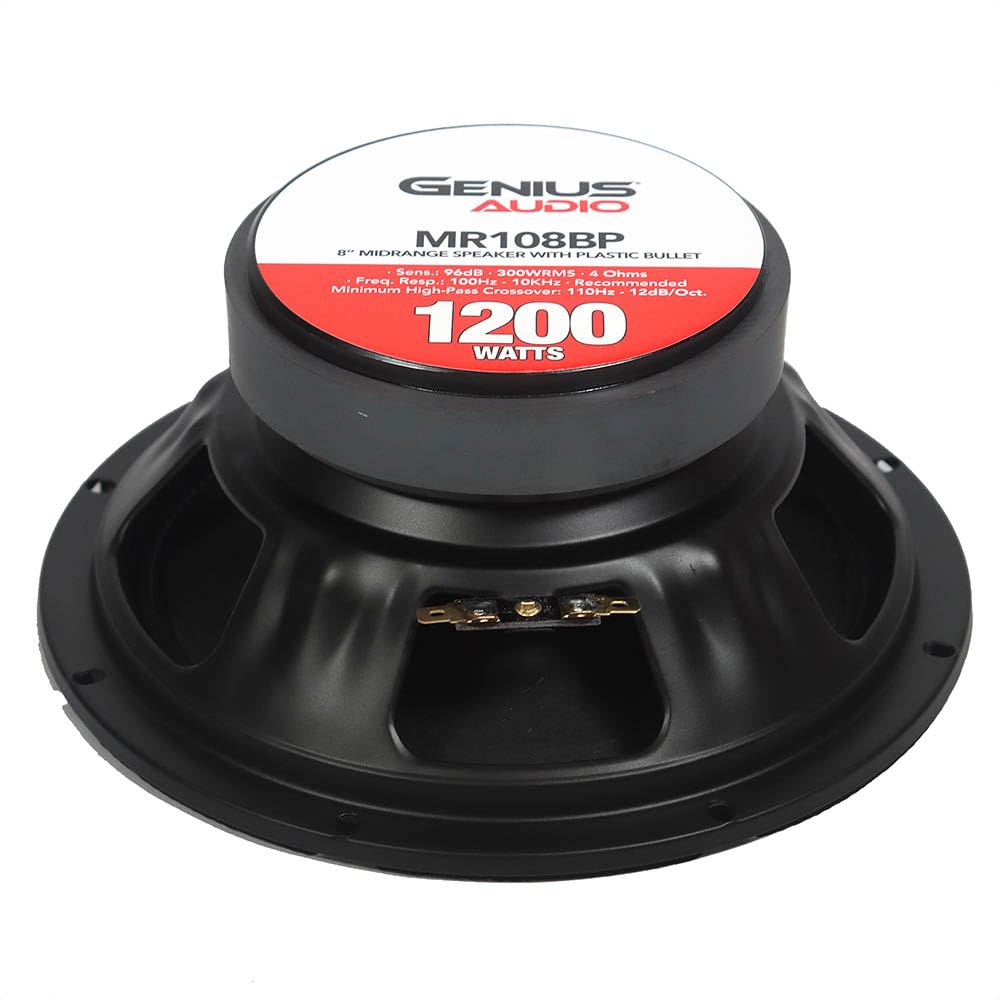 Genius Par de Bocinas de Medios Profesional MR108BP 8" con Bala para Auto Audio