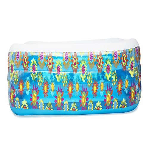Bestway 54121 Alberca Inflable Rectangular 3.05x1.83x.56cm 3 Anillos, Multicolor
