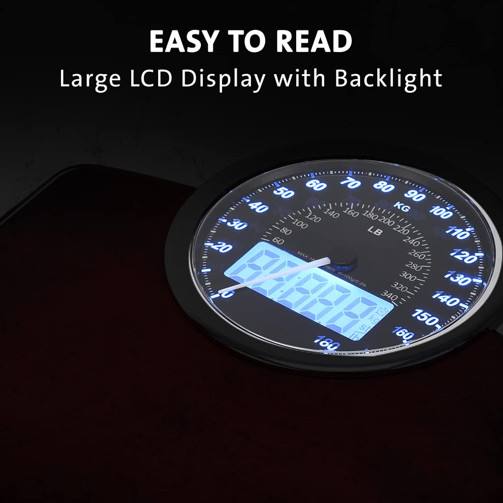 Báscula Digital EILISON Roja con Vidrio Templado y Pantalla Grande para Peso Corporal de Alta Precisión