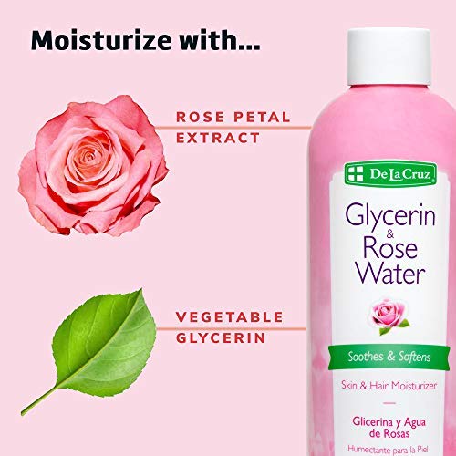 De La Cruz Glycerin and Rose Water, No Parabens or Artificial Colors, Made in USA 8 FL. OZ.