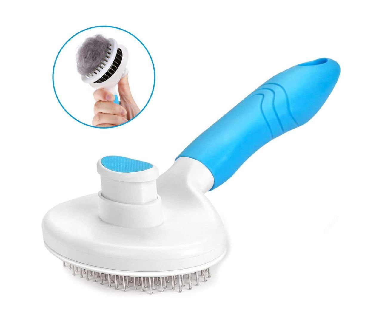 Cepillo de Aseo Wolfi Azul con Botón de Liberación para Mascotas