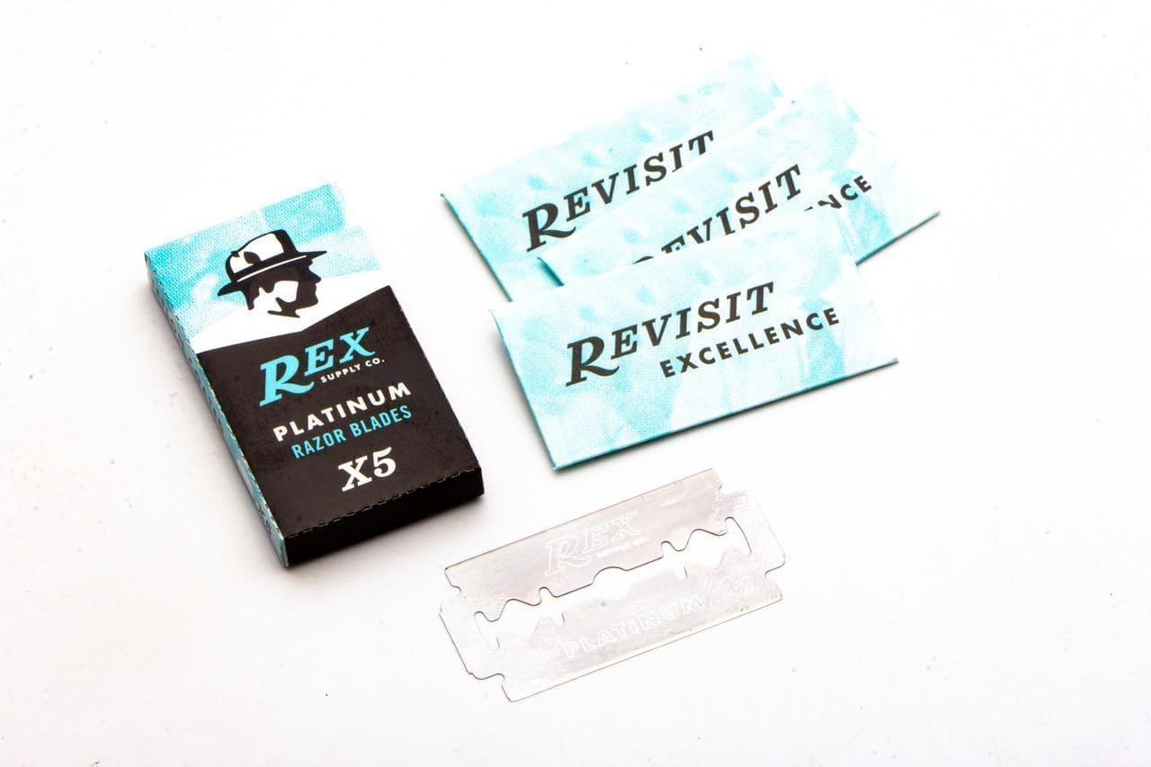 Rex Supply Company Rex Supply Co., 100 Hojas de Afeitar de Seguridad de Doble Filo, con Revestimiento de Platino, Fabricadas En La República Checa