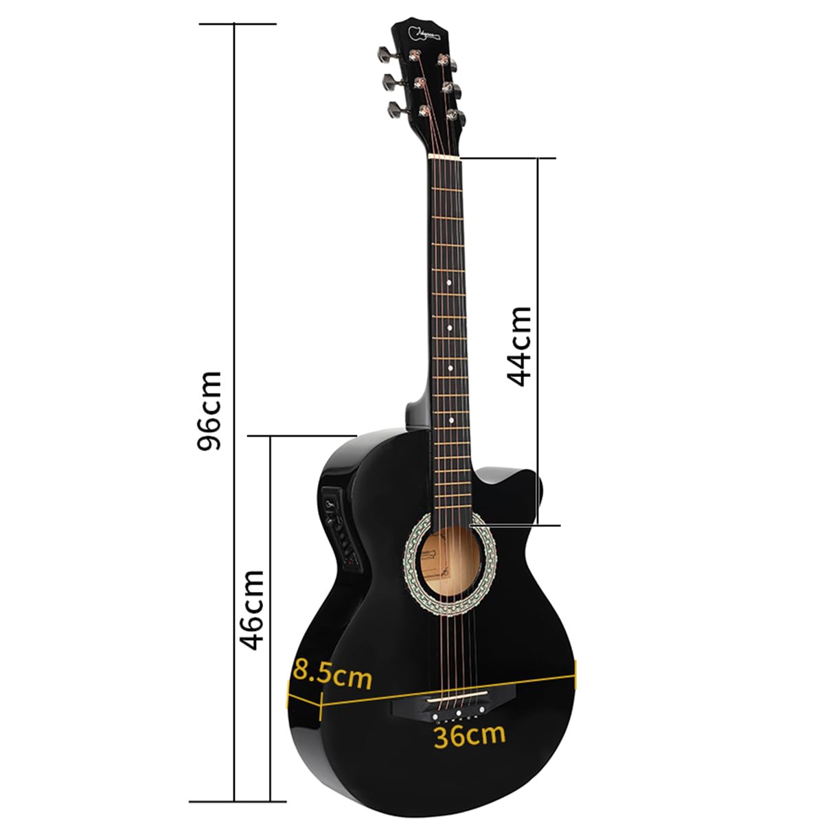 38 inch Electroacústica Guitarra Guitarra acustica con Afinadores,Correas,Cuerdas para Instrumentos,Plumillas,Cable amplificador guitarra,soul,Fundas para Guitarras 3/4(Black)