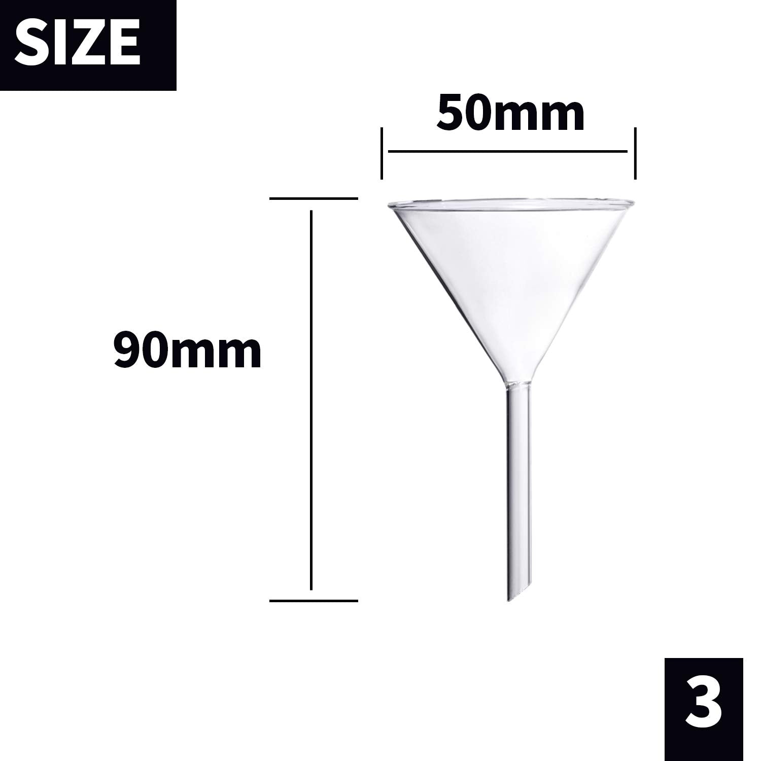 Juego de Embudos de Vidrio Young4us Transparente de Borosilicato para Laboratorio