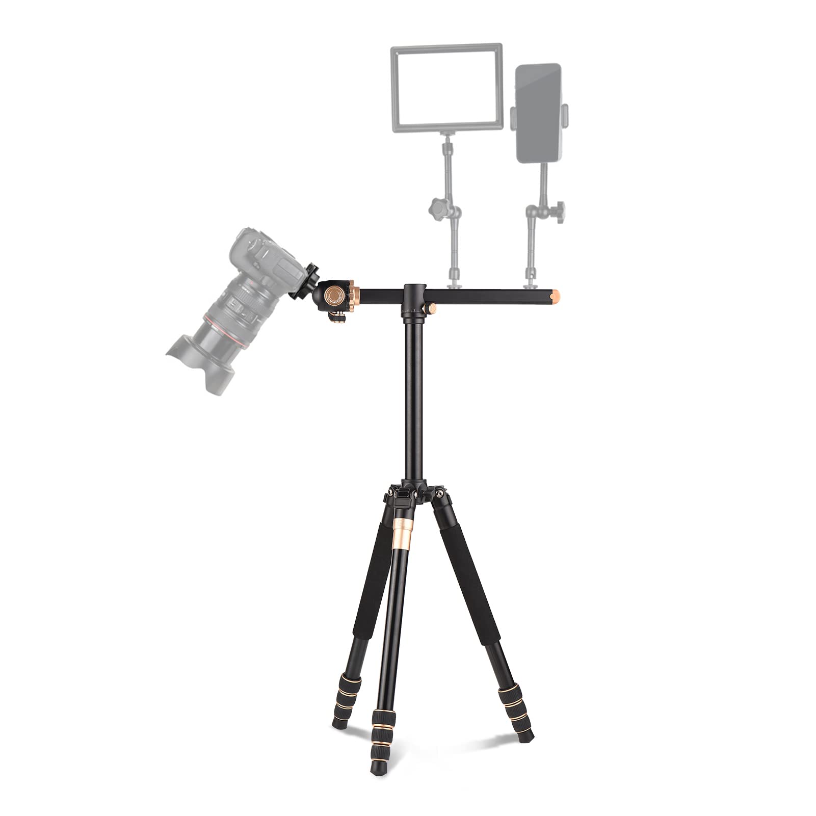 Tripie Aleación de Aluminio 184cm 8kg con Rótula Giratoria 360° para Cámara DSLR y Videocámara