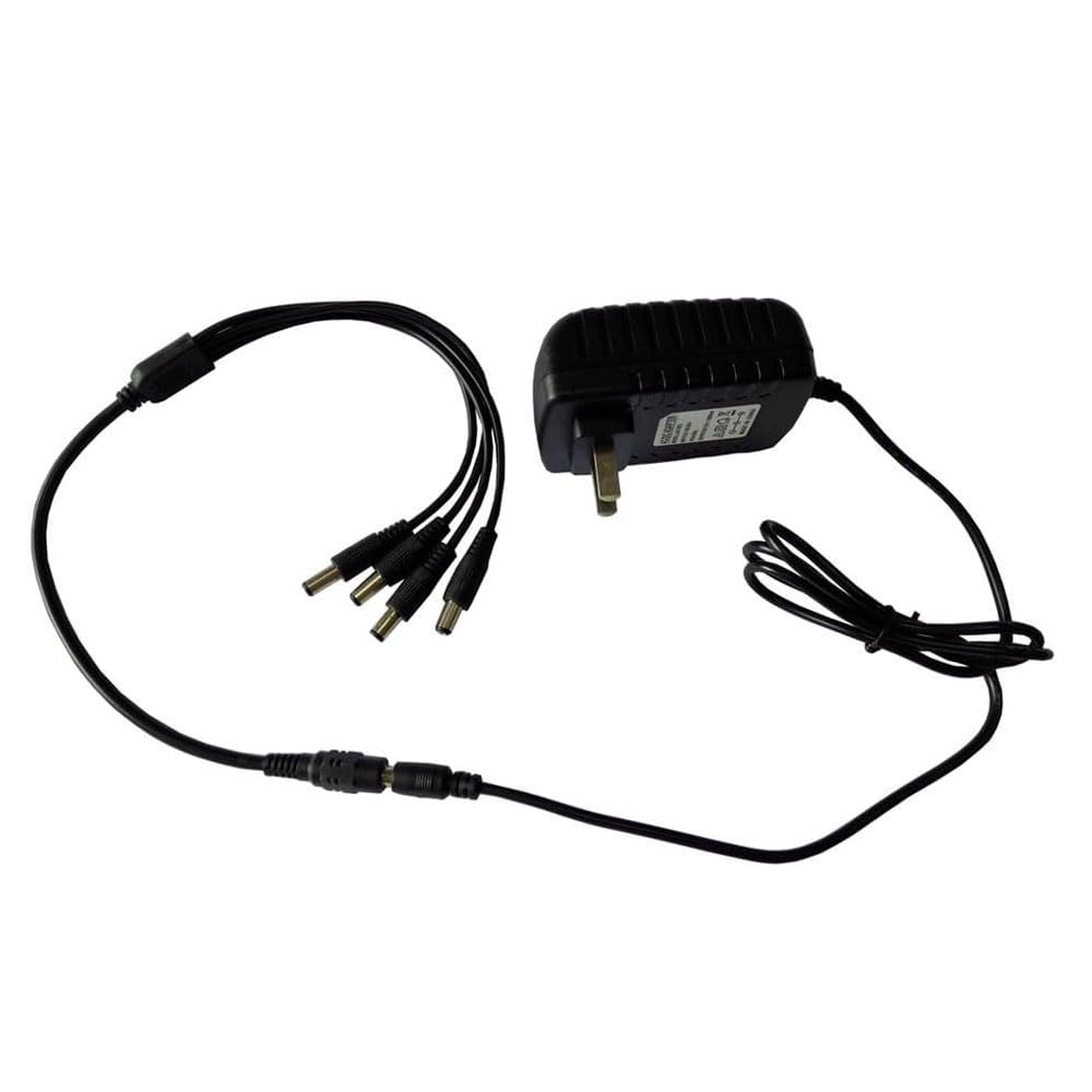 Adaptador de fuente de alimentación de cámara de seguridad AC100-240V a DC 12V 2A 24W convertidor transformador con cable divisor de alimentación de 4 puertos para sistema de vigilancia CCTV DVR
